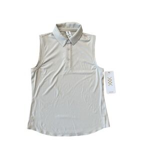RHONE Women's Sleeveless Polo Tank in Light Gray